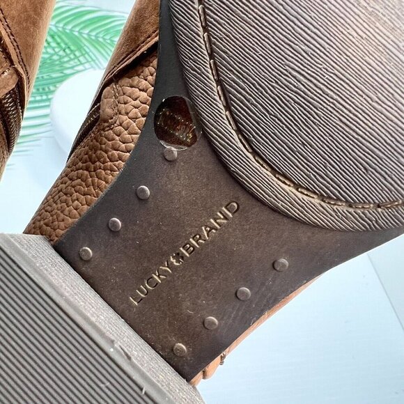 Lucky Brand Bellita Heeled Round Toe Brown Leather Ankle Boots Size 10 NWOB - Picture 12 of 12